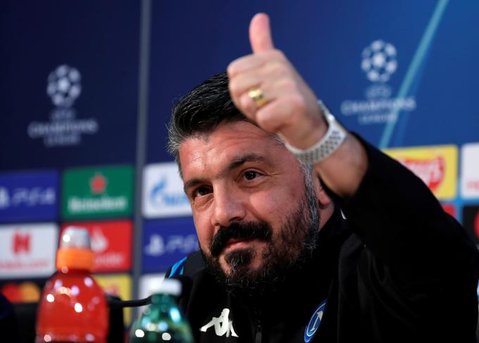 Gennaro Gatusso je z Napolijem dobil šest od zadnjih sedmih tekem, proti Barceloni pa bo računal na pomoč glasnega občinstva.  | Foto: Reuters
