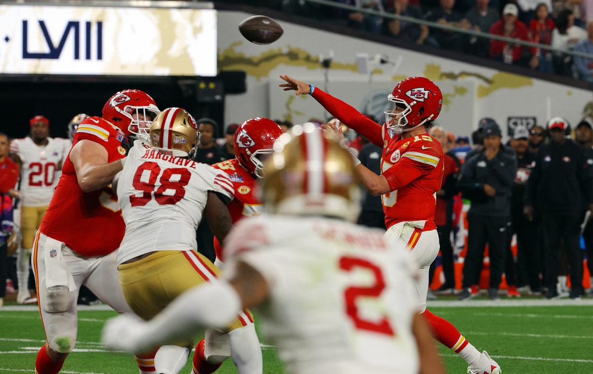 Super Bowl Kansas City Chiefs San Francisco 49ers Patrick Mahomes |  Liga ameriškega nogometa NFL nadaljuje svoje širjenje na evropski trg.  | Foto Reuters
