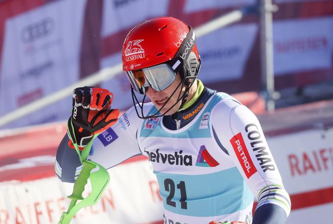 Štefan Hadalin je po navadi vrhunske rezultate dosegal v slalomu, tokrat pa se je med deset najboljših zavihtel še v veleslalomu. | Foto: Guliverimage/Getty Images