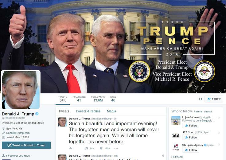 Trump je na Twitterju aktiven precej bolj od Hillary Clinton. Približno polovico tvitov objavi sam, medtem ko jih je Clintonova letos sama napisala le malce manj kot 60.  | Foto: 