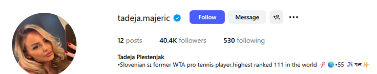 Tadeja Majerič je na Instagramu po novem Tadeja Plestenjak.  | Foto: Posnetek  zaslona