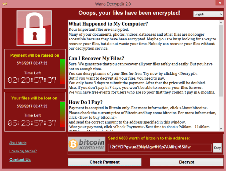 Sporočilo, ki se je leta 2017 pojavilo na računalnikih, okuženih z izsiljevalskim virusom WannaCry.  | Foto: Thomas Hilmes/Wikimedia Commons