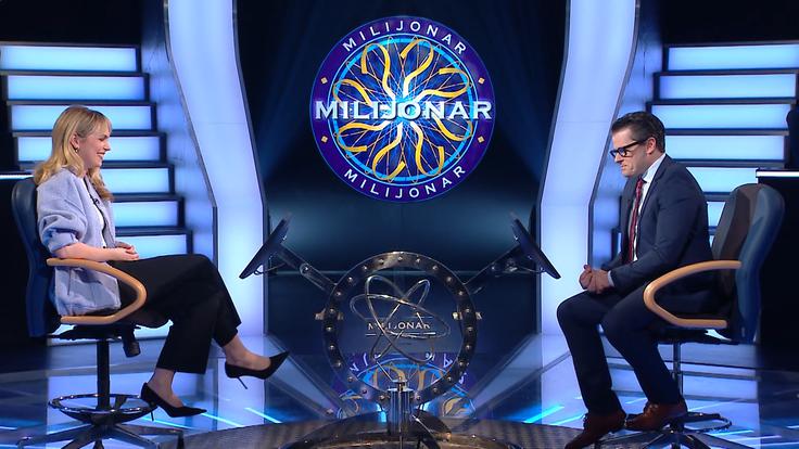 Melani Mekicar in voditelj Jure Godler v kvizu Milijonar, ki si ga boste lahko ogledali nocoj na Planetu. | Foto: Planet TV