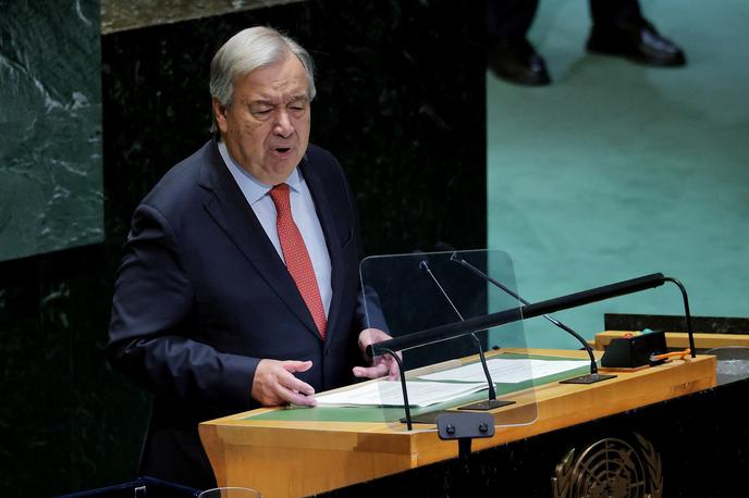 Antonio Guterres | "Stanje sveta je nevzdržno in tako več ne moremo naprej," je bil v svojem nagovoru jasen generalni sekretar ZN Antonio Guterrs. | Foto STA