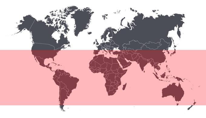 Regije v Evropi, kamor bi Tiangong-1 lahko padel, so Grčija, jug Francije, srednja in južna Italija, Španija, Portugalska. Druge mogoče tarče so severni del ZDA, Bližnji vzhod, deli Južne Amerike, južna Afrika, Nova Zelandija, Kitajska, Avstralija in pa seveda oceani. Označeno je celotno območje med 43. severnim in 43. južnim vzporednikom. Slovenijo prečka 46. severni vzporednik.  | Foto: Thinkstock