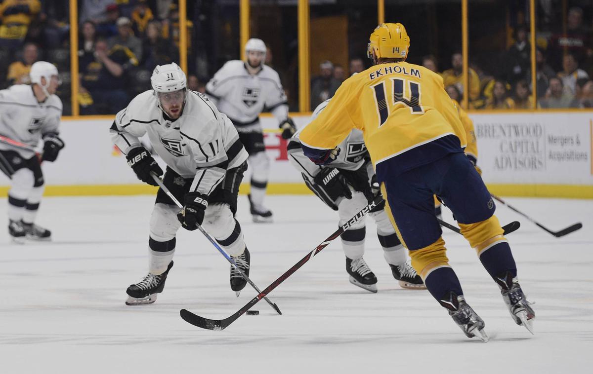 Anže Kopitar vs Mattias Ekholm | Anže Kopitar je vknjižil dve podaji in poraz. | Foto Guliverimage