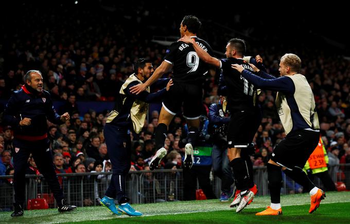 Wissam Ben Yedder je v skupinskem delu rešetal mrežo Maribora, zdaj pa je izločil še Manchester United. | Foto: Reuters