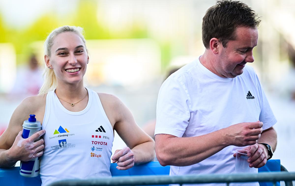 Janja Garnbret Roman Krajnik Koper 2024 | Janja Garnbret in njen trener Roman Krajnik sta v poolimpijski sezoni močno oklestila tekmovalne aktivnosti in z njim stres in pritisk.  | Foto Grega Valančič