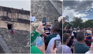 Besna množica nad turistko, ki se je povzpela na starodavno piramido #video