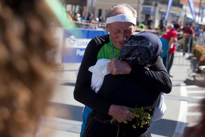 85-letni Fabio Ivančič je zadovoljen že  s tem, da v cilj pride brez rešilca. Ocenjuje, da je v 40 letih pretekel več kot 40 tisoč kilometrov.  | Foto: Urban Urbanc/Sportida