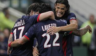 Cavani in Lavezzi za tesno in sploh prvo zmago prvaka