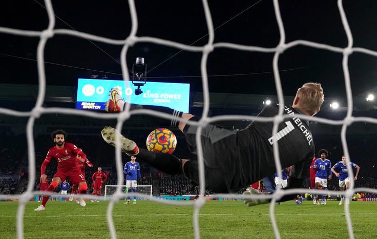 Kasper Schmeichel je Mohamedu Salahu ubranil strel z bele točke. | Foto: Guliverimage/Vladimir Fedorenko