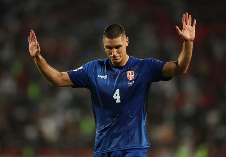 Nikola Milenković je v 72. minuti prejel rdeči karton. | Foto: Reuters