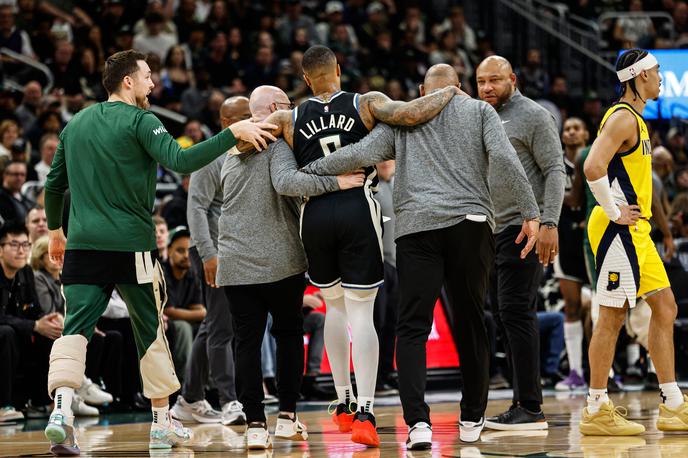 Damian Lillard | Damian Lillard se je poškodoval v prvem krogu letošnje končnice, v katerem je Milwaukee izločila prav Indiana. | Foto Guliverimage