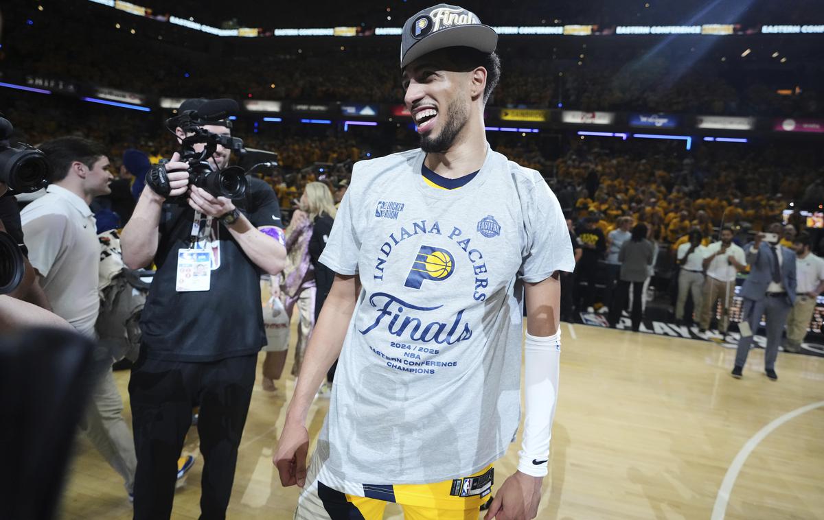 Tyrese Haliburton Indiana Pacers | Tyrese Haliburton se je z Indiano uvrstil v veliki finale lige NBA, po tekmi pa se je znašel na družbenih omrežjih zaradi dogajanja ob podelitvi. | Foto Guliverimage