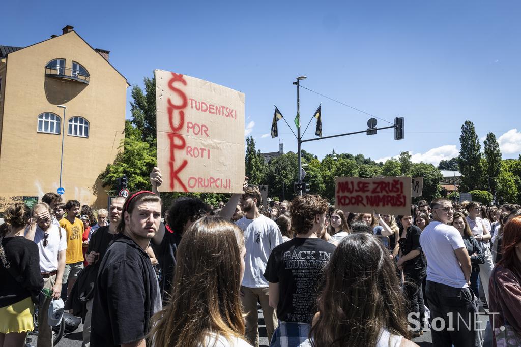 Protest študentov na Aškrčevi.
