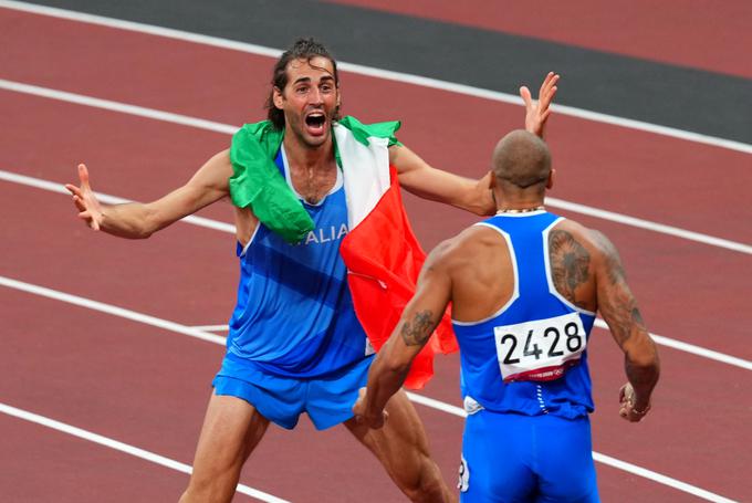 Italija je v zgolj petih minutah dobila kar dva olimpijska prvaka. Poleg Tamberija se je zlate olimpijske medalje razveselil tudi Lamont Marcell Jacobs, ki je presenetil z zmago v teku na 100 m. | Foto: Guliverimage/Vladimir Fedorenko