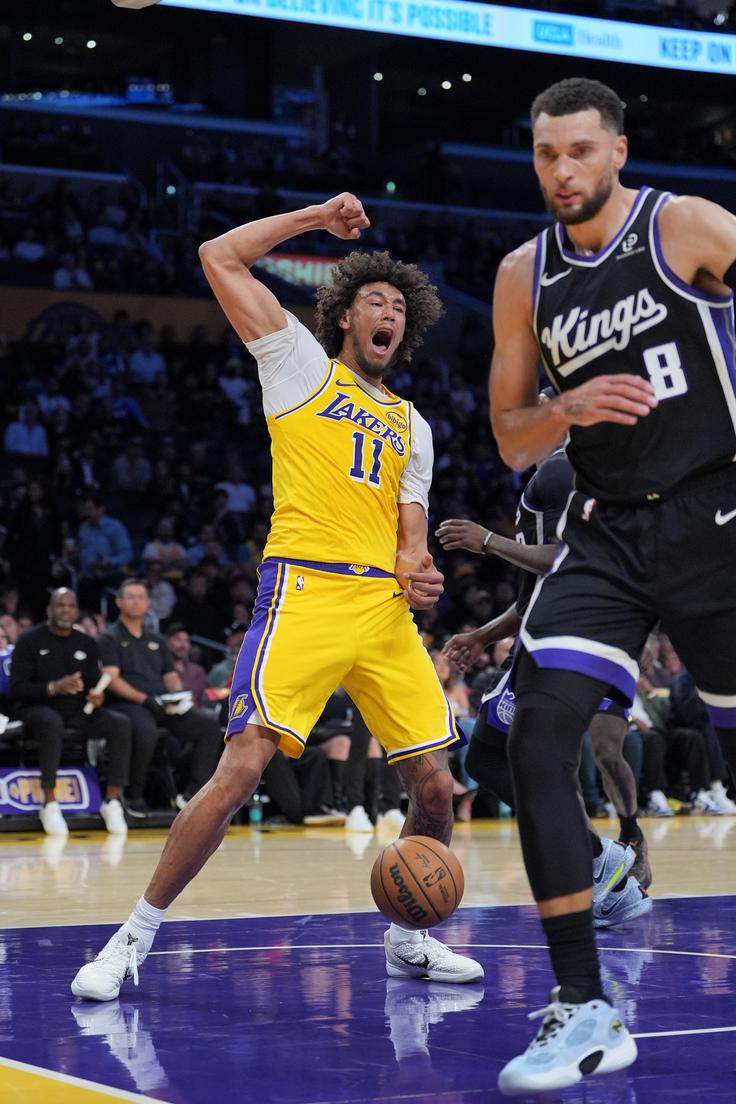 Jaxson Hayes je v osmih minutah prispeval šest točk in štiri skoke. Takšno je bilo skoraj njegovo povprečje v prejšnji sezoni, kjer je za Jezernike odigral 56 tekem, v povprečju pa na tekmo prispeval 6,8 točke in 4,8 skoka. | Foto: Guliverimage