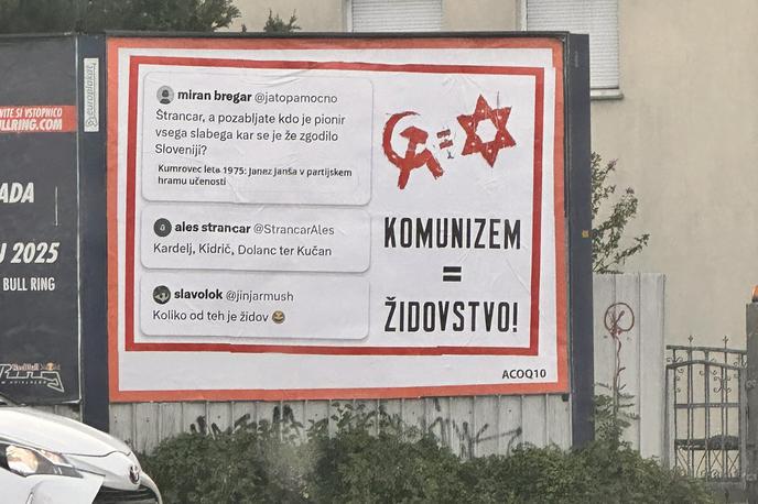Antisemitistični plakat na Tržaški cesti v Ljubljani | Foto Bralec