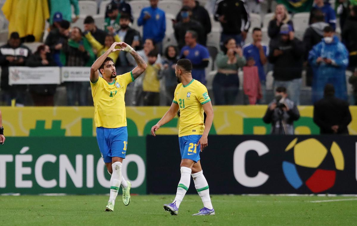 Brazilija Lucas Paqueta | Braziliji je zmago zagotovil zvezdnik Lyona Lucas Paqueta. | Foto Reuters