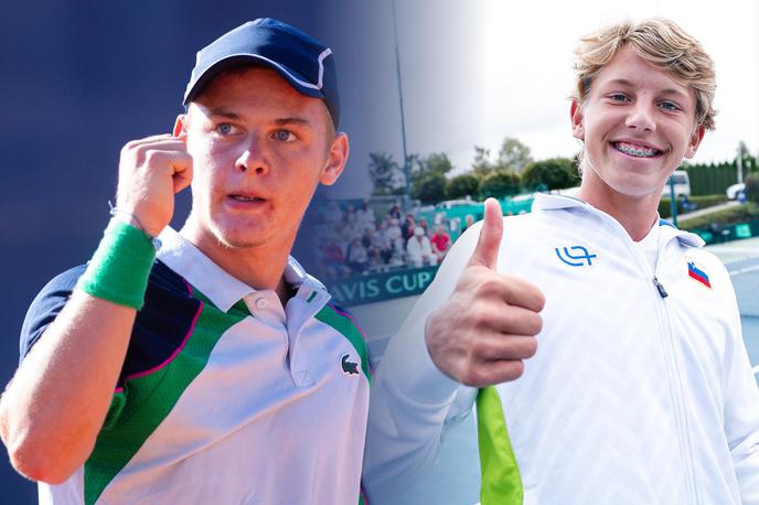 Luka Talan Lopatič Žiga Šeško | Luka Talan Lopatič in Žiga Šeško sta pri 17. letih osvojila prvo ATP točko. | Foto TZS; Aleš Fevžer
