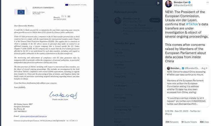 Ursula | Foto: Twitter / Posnetek zaslona / Evropska komisija / @BrendanCarrFCC