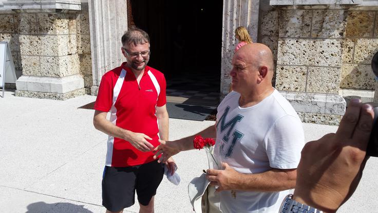V družbi patra Roberta, ki je s Fabjanom prehodil zadnji del poti. | Foto: Osebni arhiv
