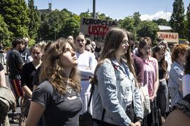 Protest študentov na Aškrčevi.