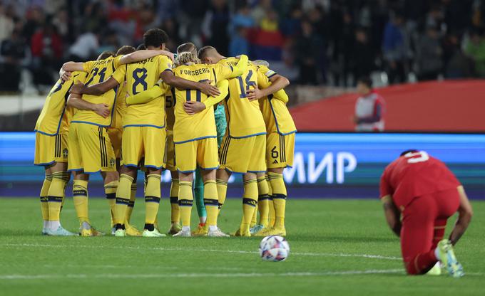 Švedska je po zmagi v Ljubljani (2:0) nanizala štiri poraze v ligi narodov. Nazadnje je ostala praznih rok v Beogradu (1:4). | Foto: Reuters