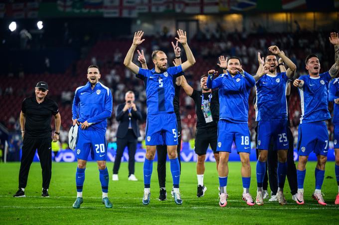 Tako se je s soigralci veselil napredovanja Slovenije v osmino finala v Kölnu. | Foto: Guliverimage