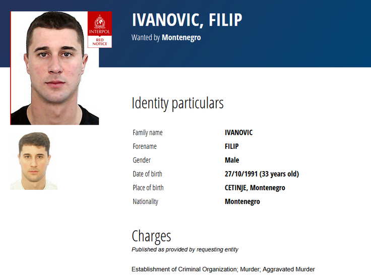 Filip Ivanović Interpol. | Foto: Interpol
