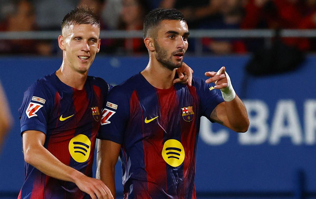 Barcelona, Dani Olmo, Ferran Torres | Ferran Torres je že v prvem polčasu zabil dvakrat. | Foto Reuters