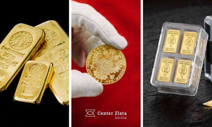 Naložbeno zlato je na voljo v obliki zlatih palic, zlatih kovancev in kompletov zlata. | Foto: Center Zlata