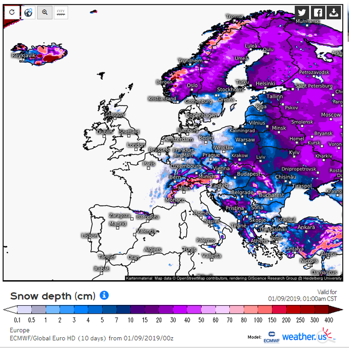 Pokritost s snegom | Foto: ECMWF