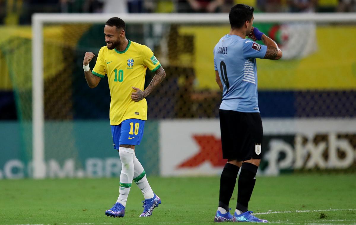 Brazilija Urugvaj | Neymar je prvi zatresel urugvajsko mrežo, Luis Suarez pa je dosegel častni gol za goste. | Foto Reuters
