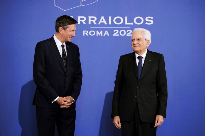 Borut Pahor in Sergio Mattarella | Mattarella je izpostavil osebno prijateljstvo s Pahorjem. Dejal je, da sta skupaj prehodila dolgo pot sodelovanja, sprave in prijateljstva med Slovenijo in Italijo. | Foto STA
