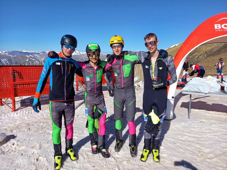 Klemen Španring, Luka Kovačič, Tine Habjan in Maj Pritržnik so v skupnem seštevku reprezentanc na evropskem prvenstvu v turnem smučanju Boi Taull 2022 osvojili 10. mesto.  | Foto: Robert Pritržnik