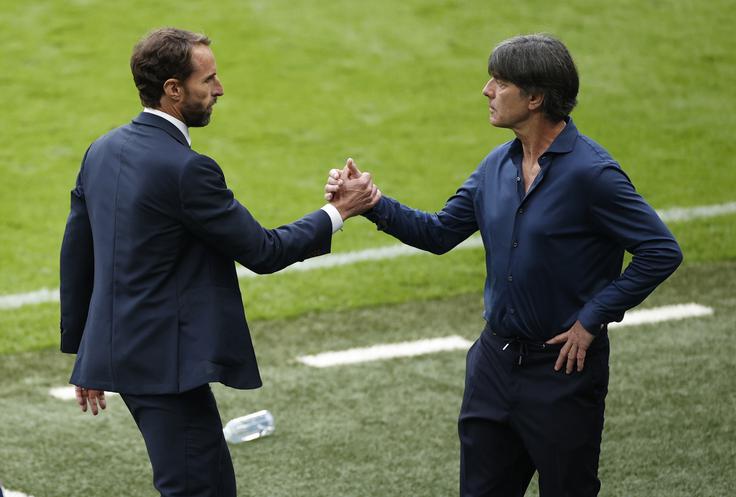 Gareth Southgate je doživel to čast, da je vodil reprezentanco na zadnji tekmi Joachima Löwa kot selektorja Nemčije. | Foto: Reuters