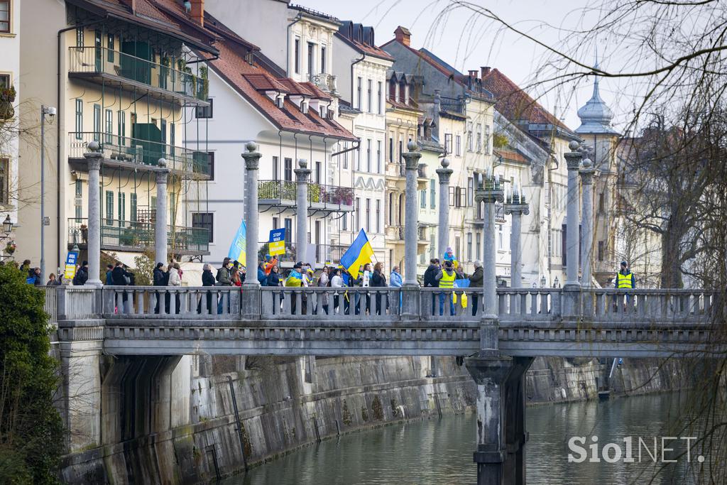 Shod ob tretji obletnici vojne v Ukrajini. Ukrajina.