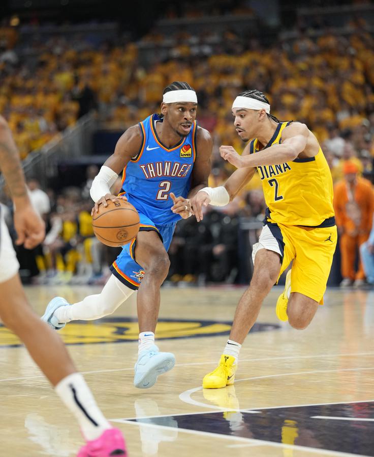 Shai Gilgeous-Alexander je postal prvi košarkar po letu 1971, ki je v finalni seriji lige NBA v zadnjih petih minutah tekme dosegel 15 točk. | Foto: Reuters