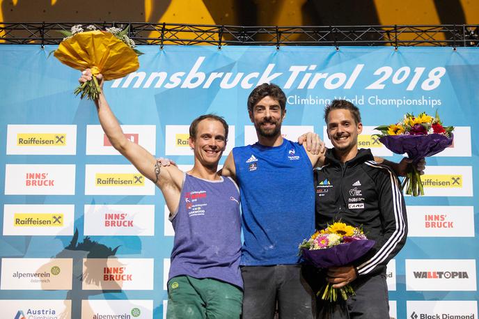 Innsbruck | Slovenski plezalec z multiplo sklerozo Gregor Selak (na desni) je v kategoriji plezanja z omejenim gibanjem na svetovnem prvenstvu v Innsbrucku osvojil 3. mesto.  | Foto Urban Urbanc/Sportida