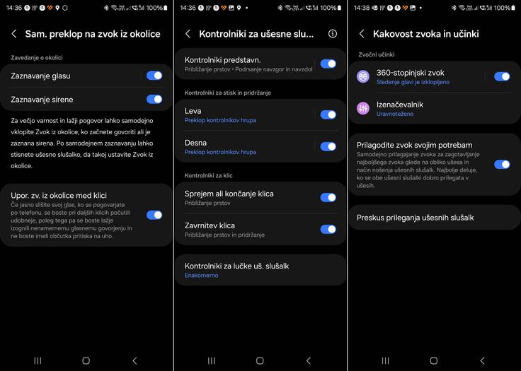 Največ funkcionalnosti slušalk Samsung Galaxy Buds3 Pro dobimo s povezavo Samsungovega pametnega telefona prek aplikacije Samsung Wearable. | Foto: Srdjan Cvjetović