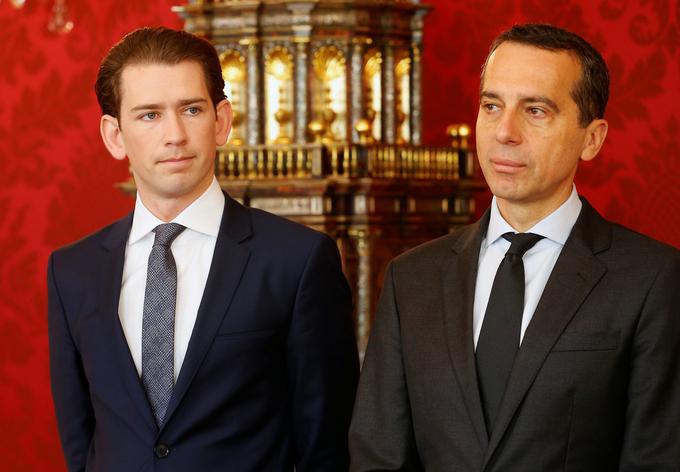 Opogumljen z Macronovim meteroskim uspehom je mladi Sebastian Kurz (levo) razdrl koalicijo z avstrijskimi socialdemokrati, ki jih vodi Christian Kern (desno). | Foto: Reuters
