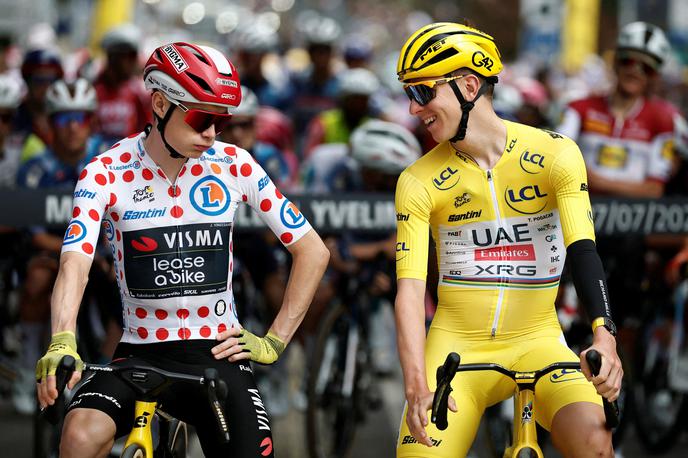 Tadej Pogačar Jonas Vingegaard | "Toliko so nas napadali, da so pregoreli," je taktiko kolesarjev Visme povzel Športni direktor UAE Emirates Joxean Fernandez - Matxin. | Foto Reuters