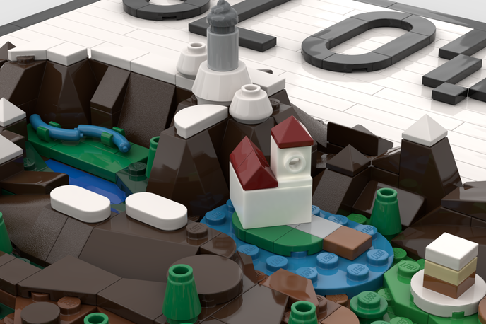 Lego Slovenija | Blejski otok in kremšnita iz kock Lego | Foto Jan Bertoncelj