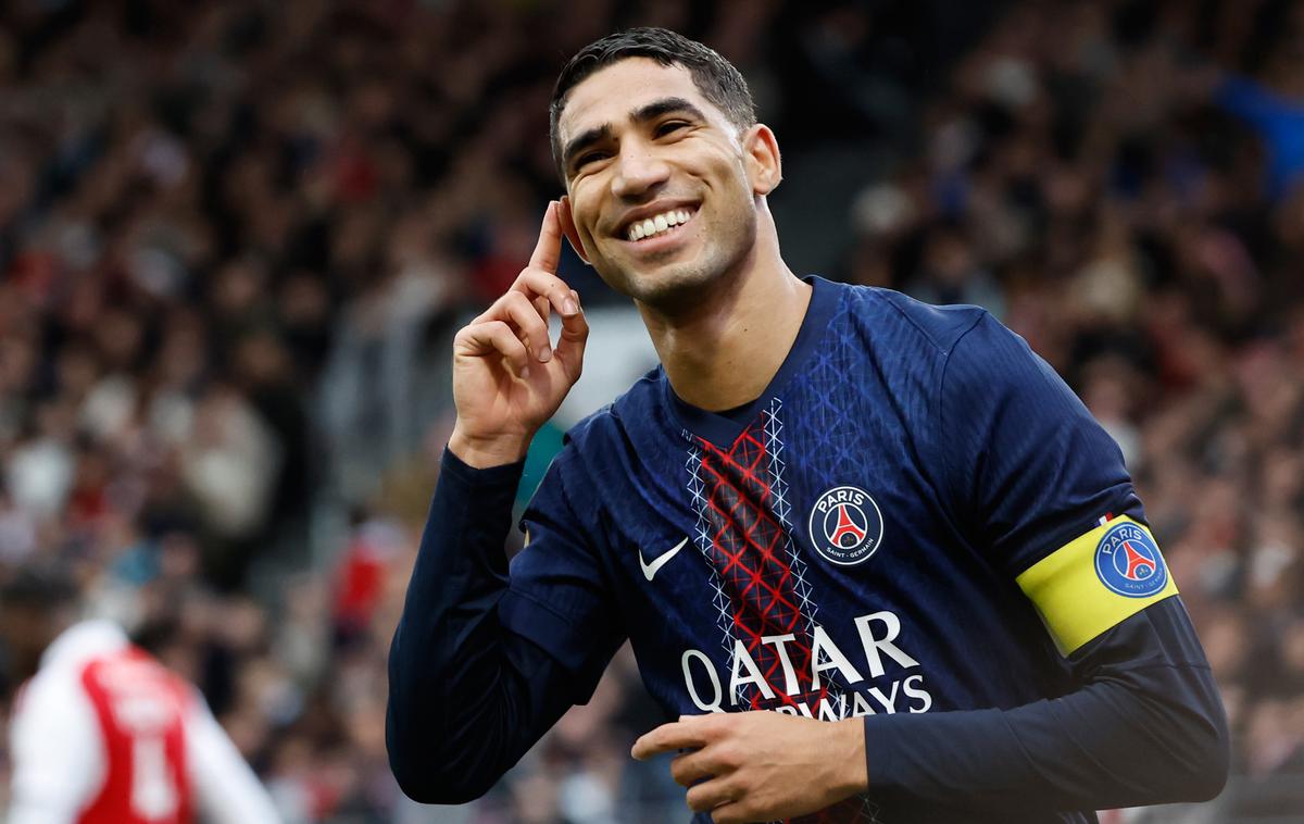 Achraf Hakimi | Achraf Hakimi je k zanesljivi zmagi PSG-ja prispeval dva gola. | Foto Guliverimage