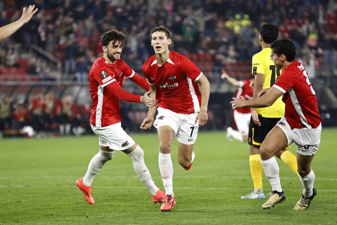 Dvajsetletni Ruben van Bommel (AZ Alkmaar) je dvakrat zatresel mrežo Elfsbjorga. | Foto: Reuters