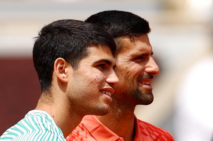 Novak Đoković se bo v sredo pomeril na ekshibicijskem dvoboju s Carlosom Alcarazom. | Foto: Reuters