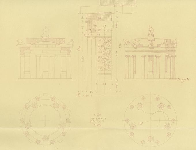 Jože Plečnik, Načrt za Titov paviljon na Brionih, 1966, izhodiščna cena 120 evrov | Foto: Arhiv Antika Carniola