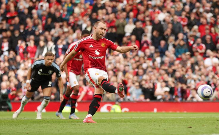 Christian Eriksen je dosegel končni rezultat na Old Traffordu. Man Utd ostaja brez Evrope. | Foto: Reuters